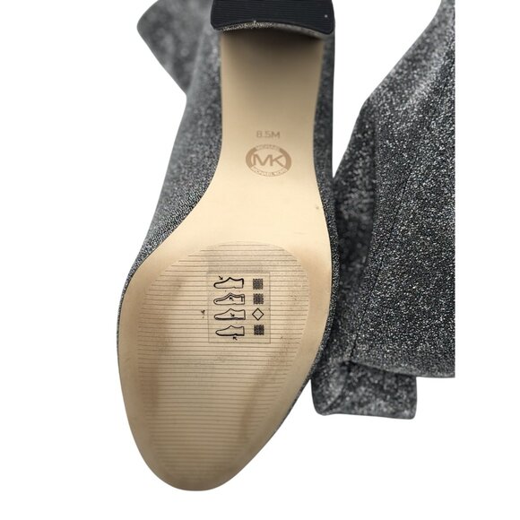 Michael Kors Size 8.5 Mandy Glitter Stretch-Knit Ankle Boots Silver - Picture 9 of 10